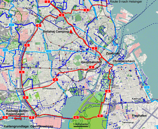 Radwegekarte Kopenhagen