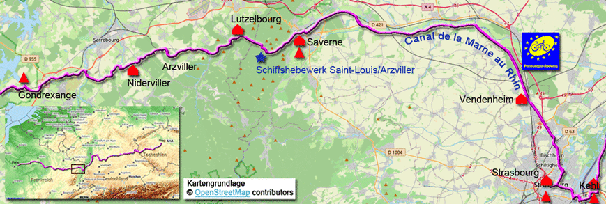 Karte zur Radtour von Gondrexange nach Straßburg