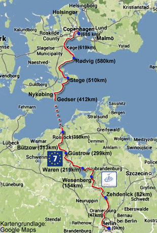 Übersichtskarte Radweg Berlin-Kopenhagen