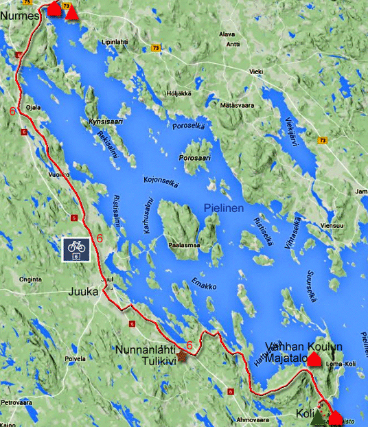 Karte zur Radtour von Nurmes nach Koli