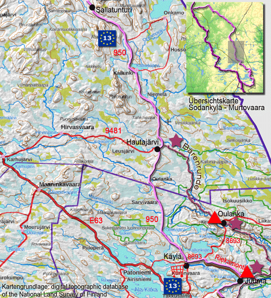 Bild: Karte zur Radtour von Sallatunturi nach Juuma