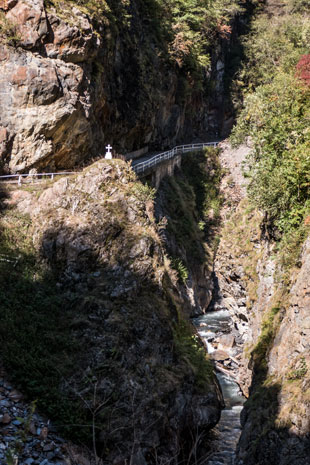 Engste Stelle in der Schlucht bei Kilometer 26 ab Pshaveli