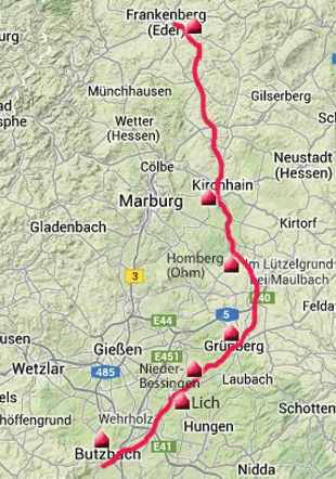 Hessischer Fernradweg R6 von Butzbach nach Frankenberg