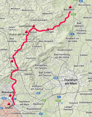 Karte R6 von Gustavsburg nach Butzbach