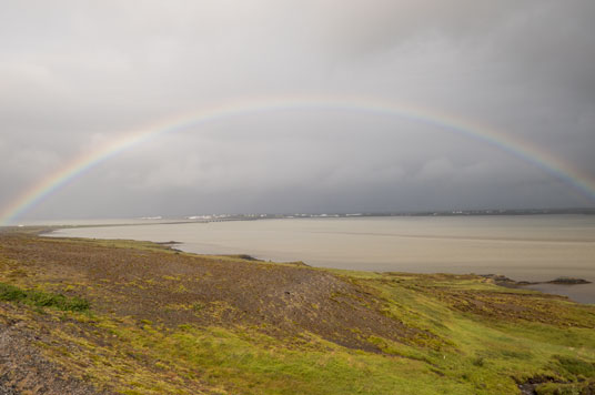 Blick von der Straße 50 nach Borgarnes bei Regen und Sturm