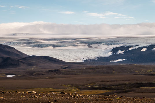 Blick vom Hveradalir auf den Hofsjökull