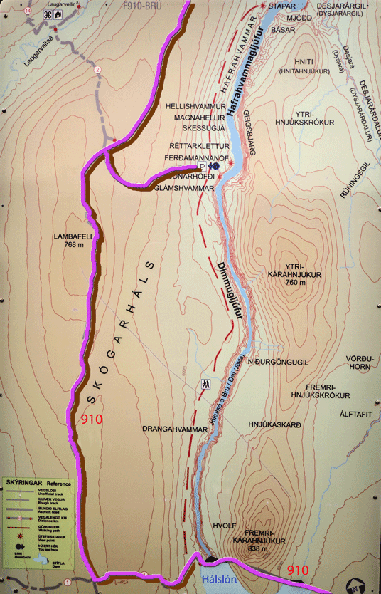 Bild: Karte zur Schlucht Hafrahvamma-Gljúfur