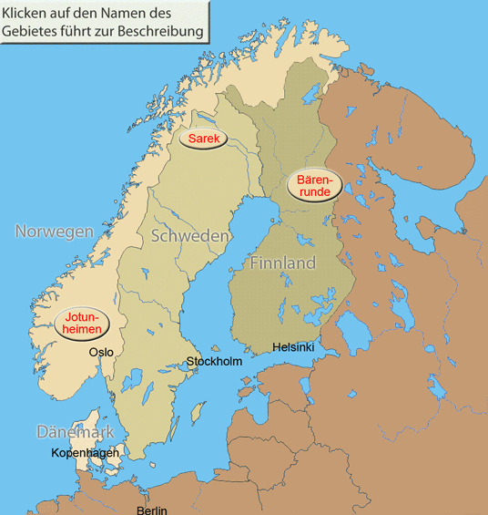 Übersichtskarte Radtouren Skandinavien