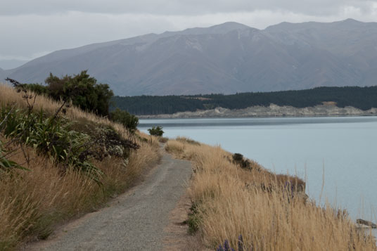 Alps 2 Ocean Cycle Trail am südlichen Ende des Lake Pukaki