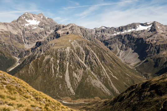 Blick vom Temple Basin Skifield auf Arthur's Pass