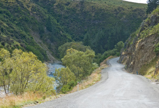 Maerewhenua River in der Nähe des Dansey's Pass Holiday Parks