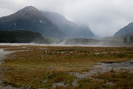 Blick vom Paradise auf den Dart River