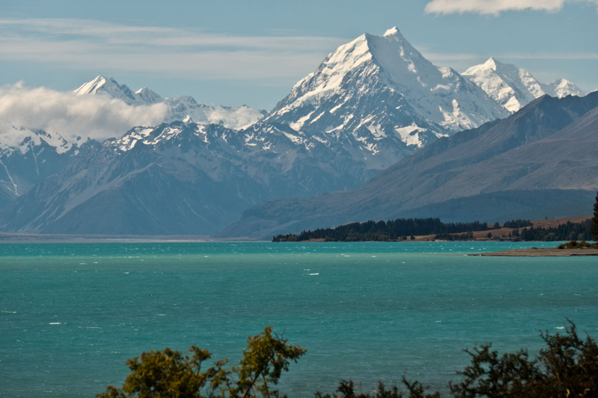 Lake Pukaki und Mount Cook (3750 Meter)