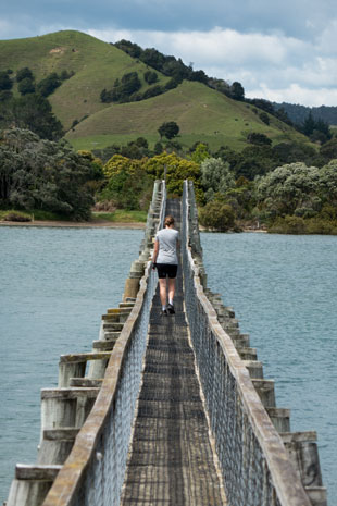 Fußgängerbrücke über das Whananaki Inlet