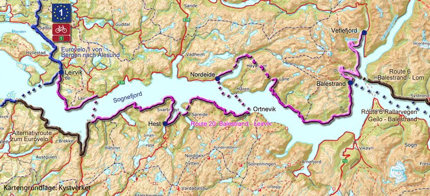Übersichtskarte zum Sognefjord