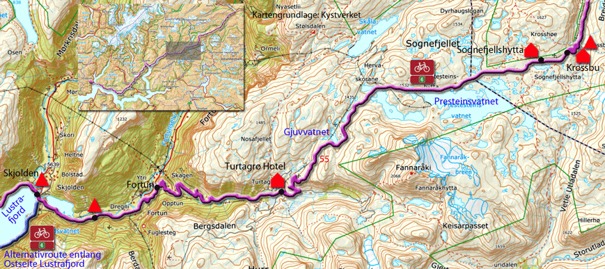 Karte zur Radtour von Sjolden nach Krossbu