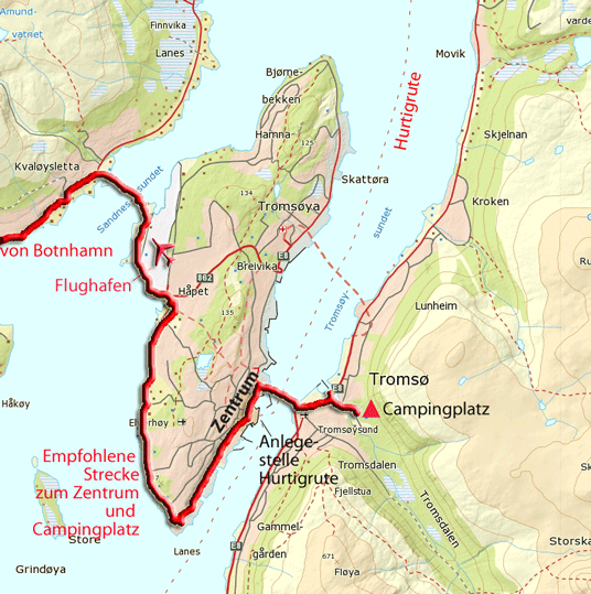 Radtour durch Norwegen entlang der Küste. Abschnitt von Botnhamn nach
