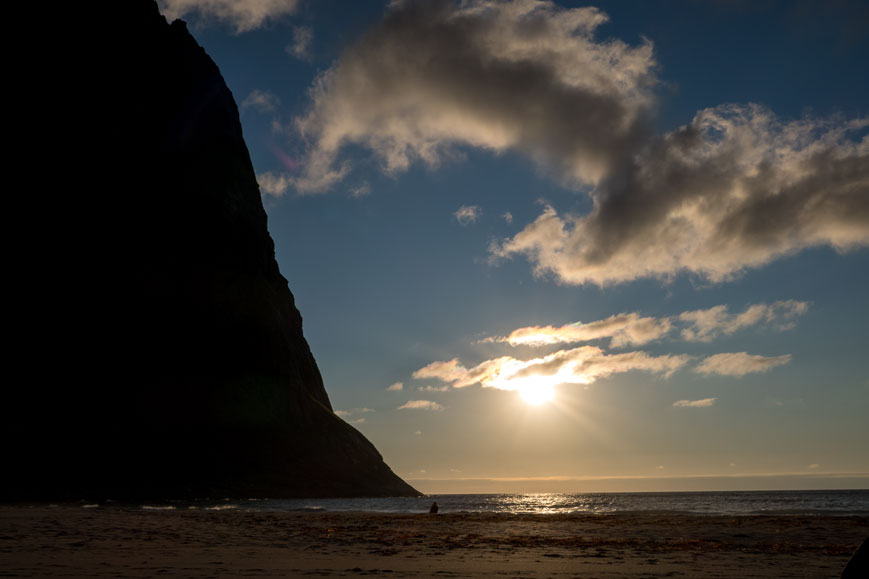 Bild: Sonnenuntergang bei der Kvalvika 