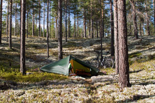 Naturzeltstelle bei Åkrestrømmen, Norwegen