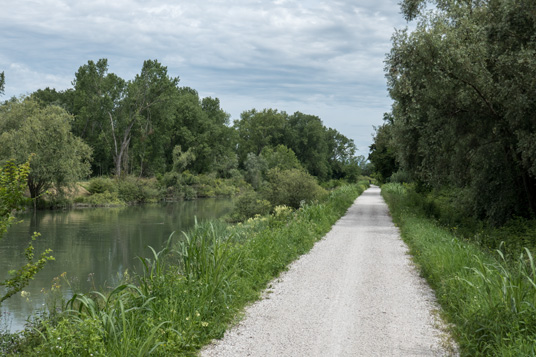 Radweg München-Venedig an der Sile westlich von Quarto d'Altino, 538 km ab München