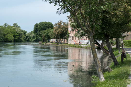 Der Radweg München-Venedig am Fluss Sile südöstlich von Treviso, 519,3 km