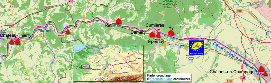Karte zur Radtour von Château-Thierry nach Châlons-en-Champagne