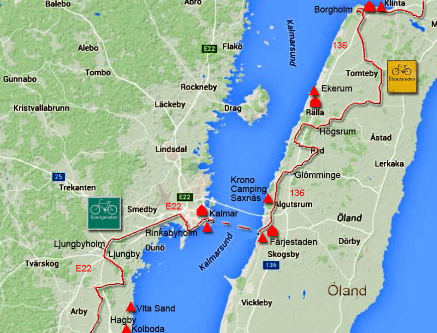 Karte zur Radtour von Borgholm nach Hagby, Schweden