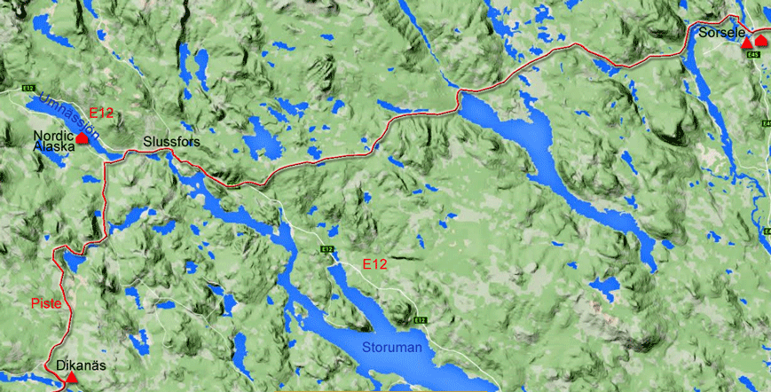 Karte zur Radtour von Dikanäs nach Sorsele