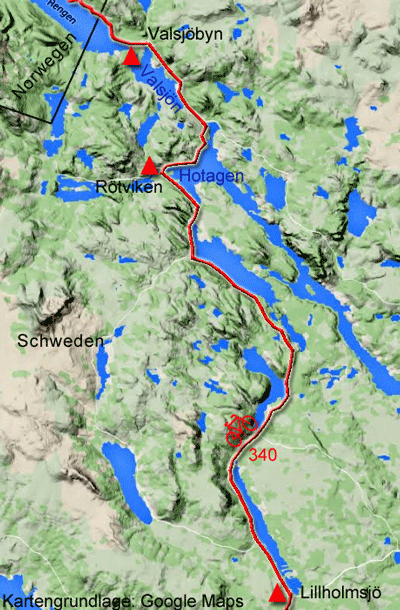 Höhenprofil zur Radtour von Lillholmsjö nach Valsjöbyn