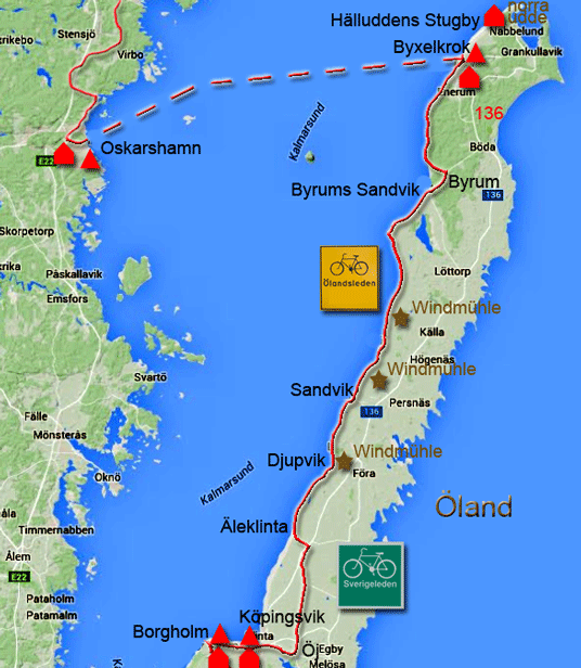 Radweg durch Schweden von Stockholm nach Trelleborg. Abschnitt Insel