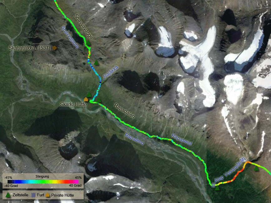 Route vom Snavvavagge zum Alep Vassjajåkåtj
