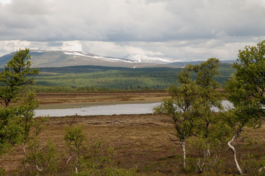 Blick von der Piste auf das Helagsfjället