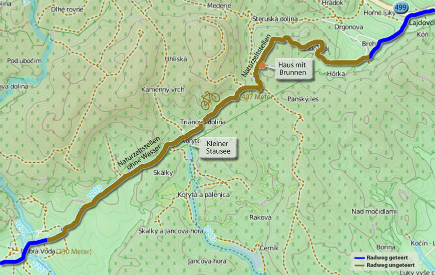 Radweg in den Kleinen Karpaten von Dobra Voda nach Lajdovci