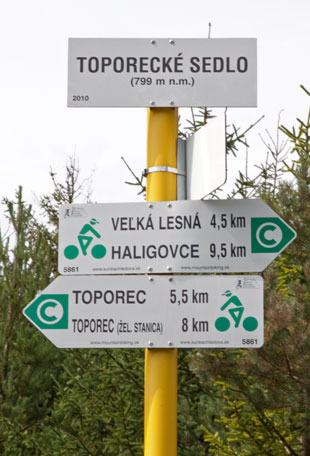Wegezeichen für Radwege in der Slowakei