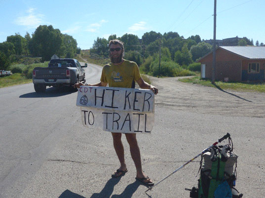 Hiker to trail