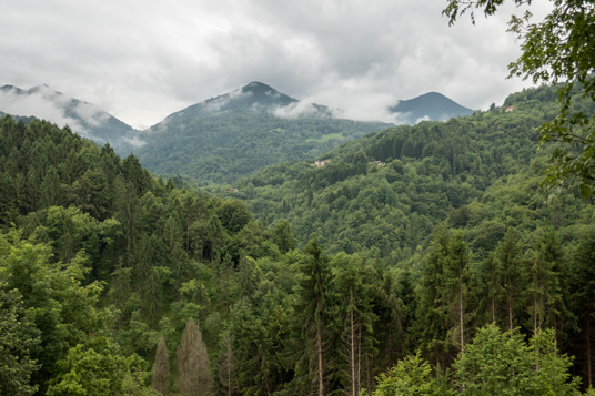 Aufstieg zum Pass Praderadego, 680,4 km ab Start