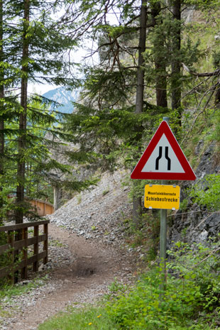 Engstelle am Radweg auf der Südseite des Fernpasses, 229 km ab Donauwörth