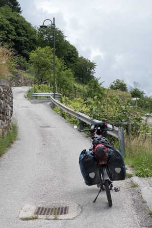 Steiler Aufstieg bei Spera, 522 km ab Start